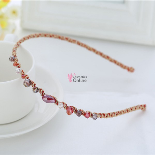 Bentita / coronita pentru par cu cristale BP005 Rosie